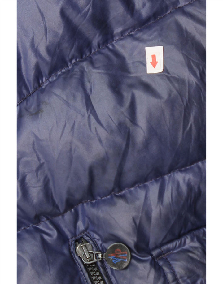 Giacca imbottita con cappuccio corta Moncler per ragazze 11-12 anni in poliammide blu