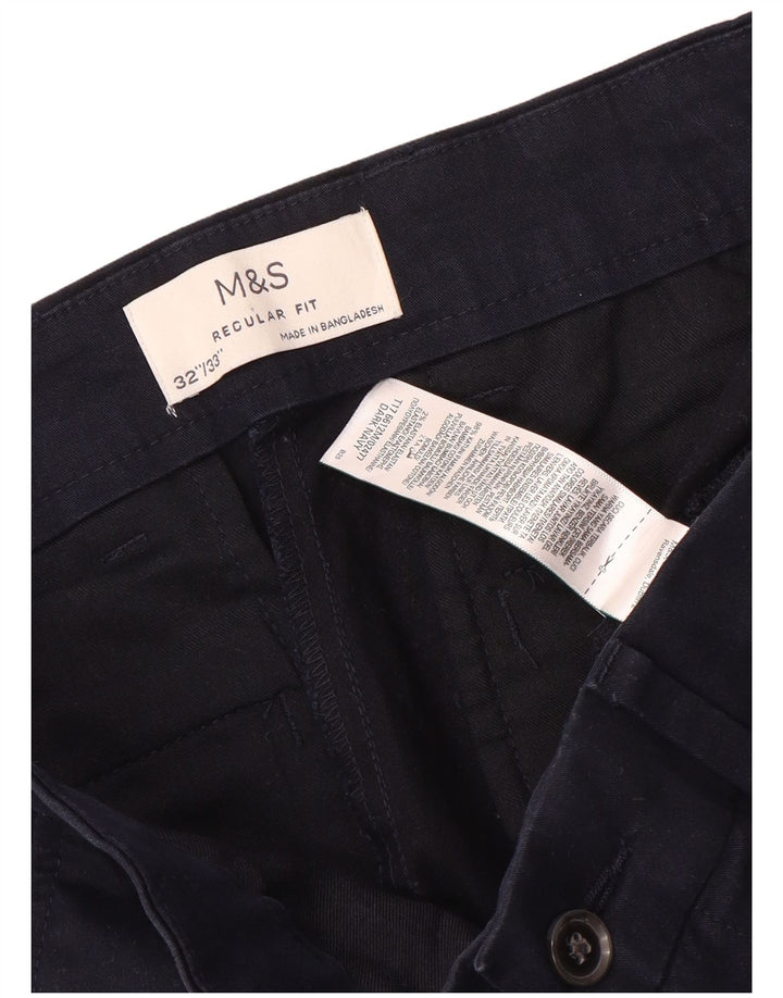 Pantaloni chino dritti vestibilità regolare da uomo Marks & Spencer W32 L33 Blu Navy