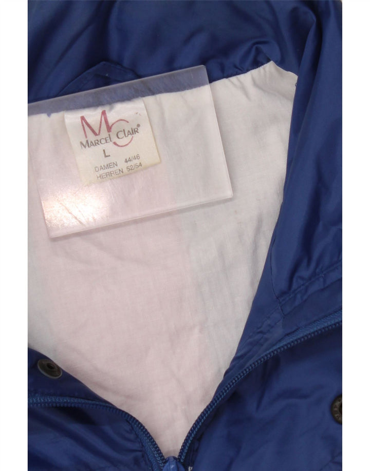 MARCEL CLAIR Giacca antipioggia da uomo con cappuccio UK 40 Large Blue Colourblock