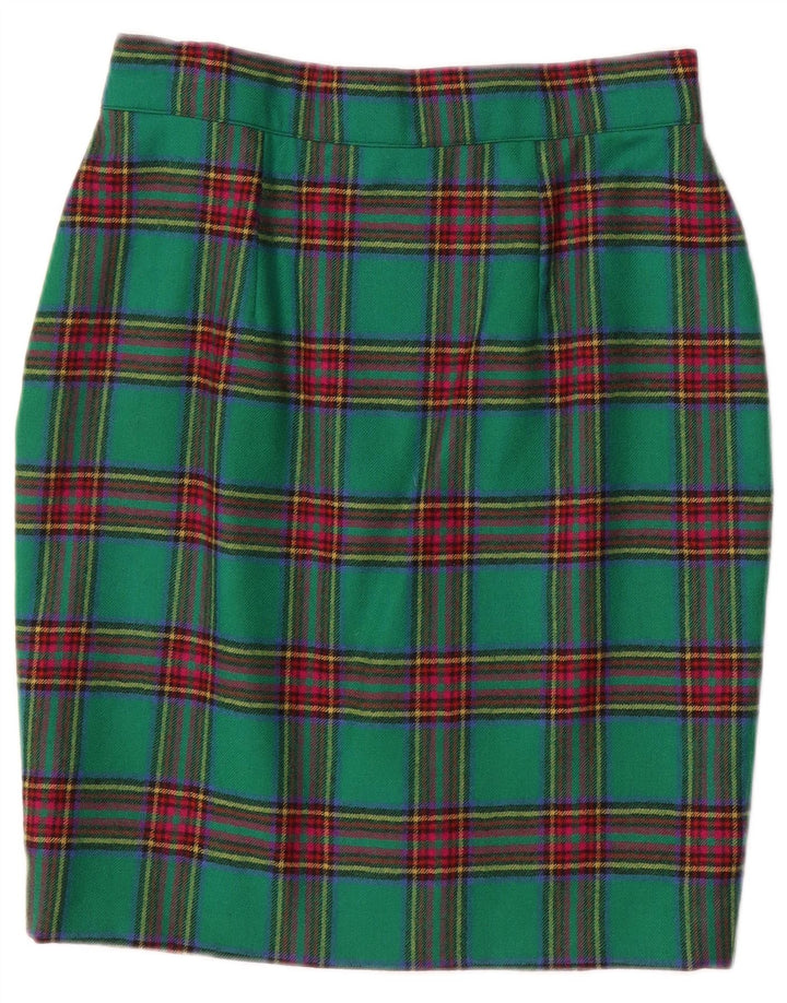 Gonna a tubino vintage da donna W28 scozzese verde medio