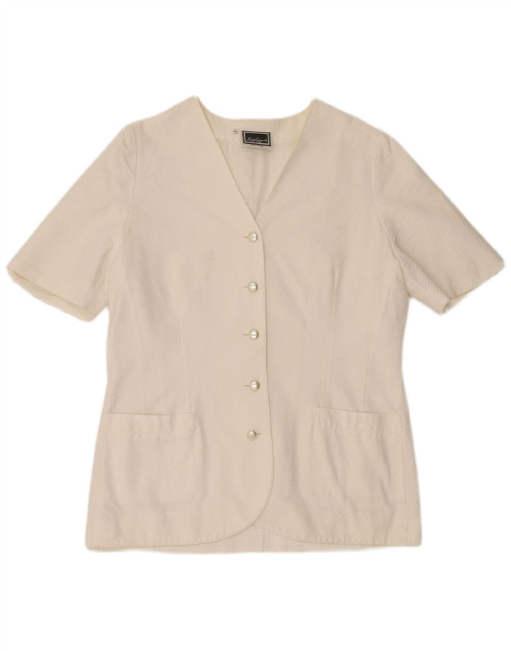 Luisa Spagnoli Giacca Blazer da Donna a 5 Bottoni IT 48 XL Bianco Argyle/Diamante