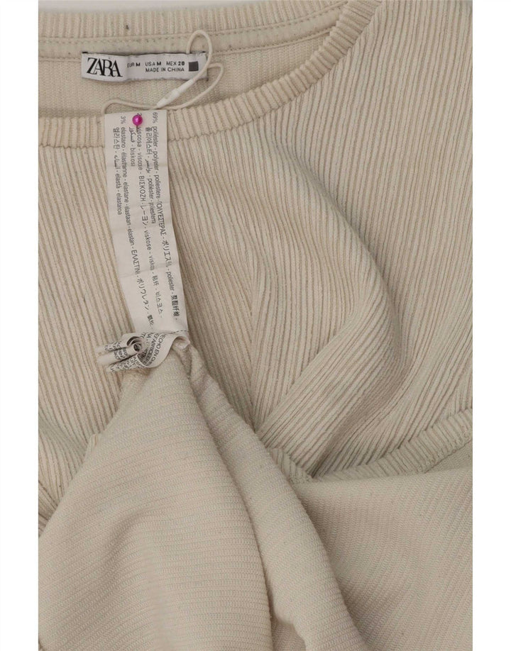 Top Zara da donna a maniche lunghe UK 12 Poliestere beige medio