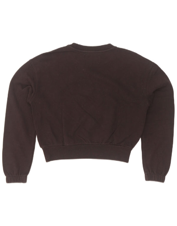 Calvin Klein Jeans da donna Crop Graphic Felpa Maglione UK 10 Piccolo Nero