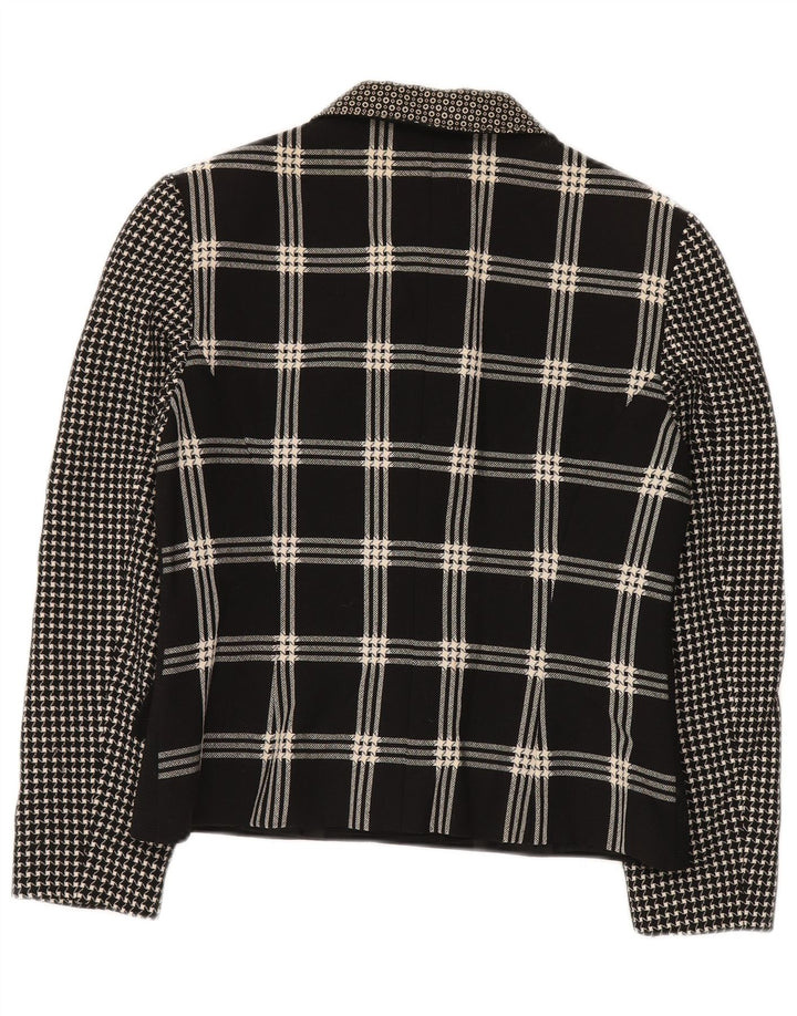 GENNY Giacca Blazer da Donna a 6 Bottoni UK 14 Patchwork Nero Medio