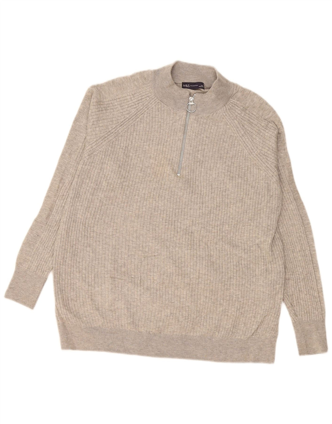 Maglione da uomo Marks & Spencer con zip e collo in viscosa grigio medio