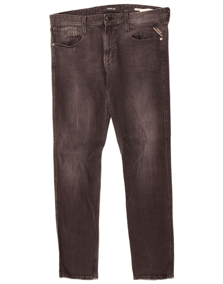 Replay Jeans Anbass Slim da Uomo W34 L32 Cotone Nero
