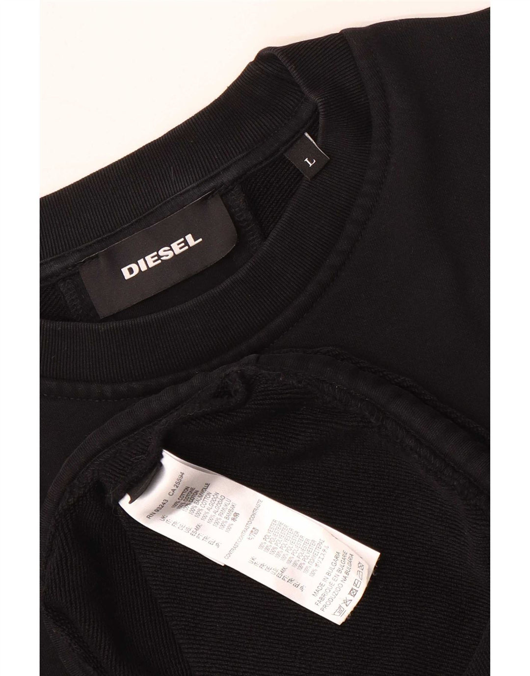 Diesel Uomo Felpa Maglione Grande Cotone a Righe Nere