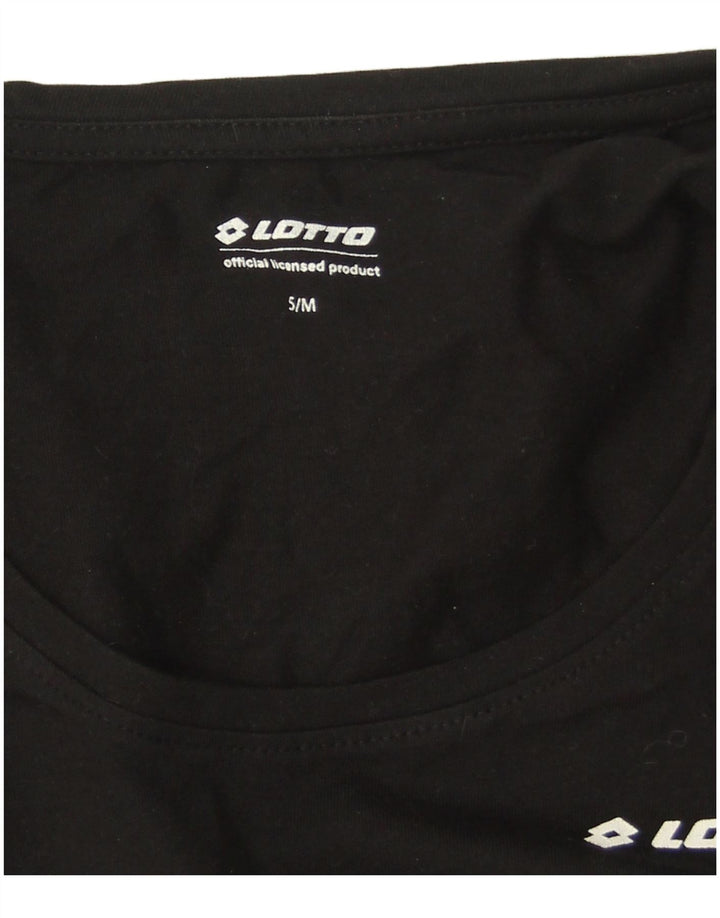 Top oversize da donna Lotto manica lunga UK 10 piccolo cotone nero