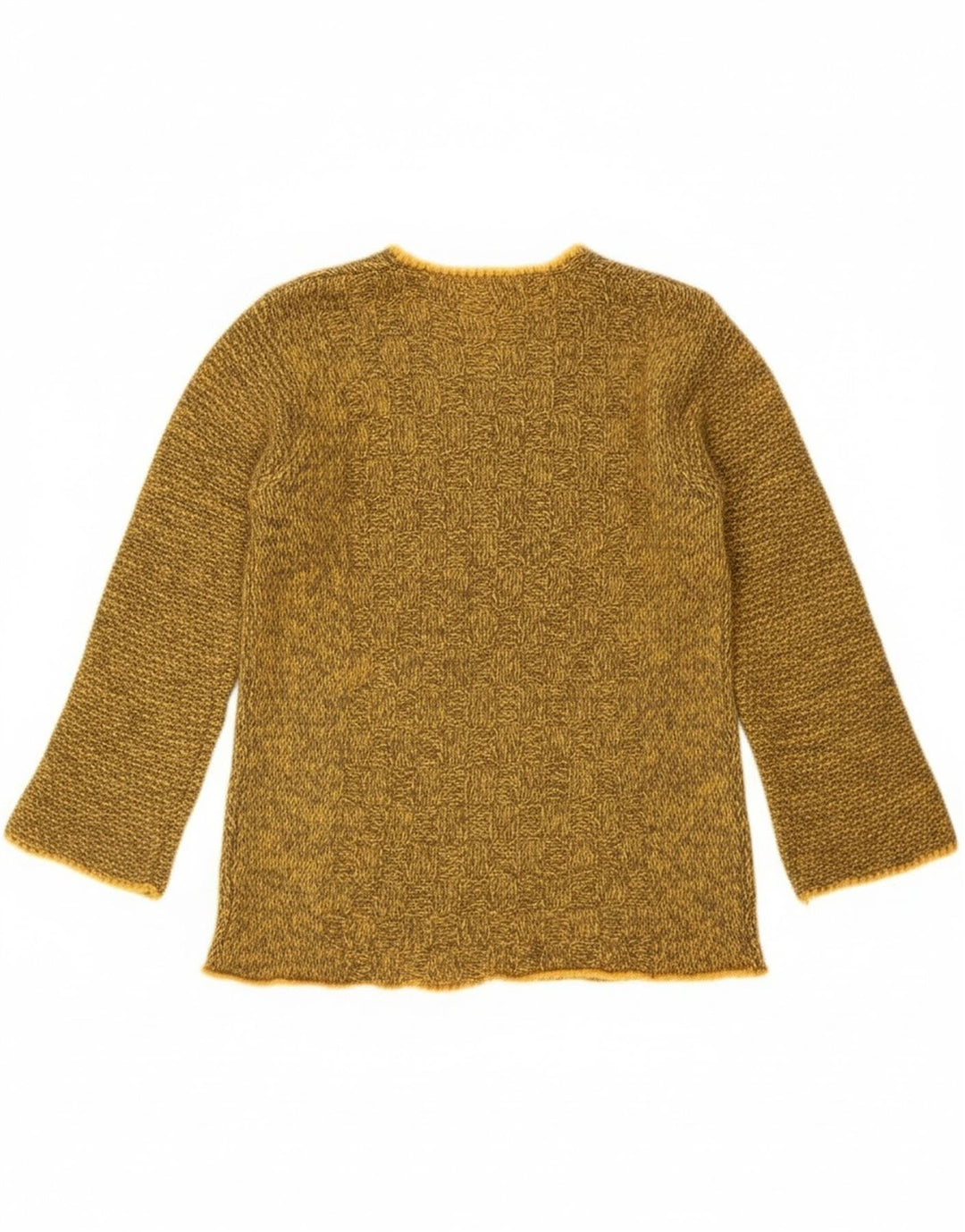 Maglione maglione vintage da donna con scollo a barca UK 10 piccolo giallo chiazzato