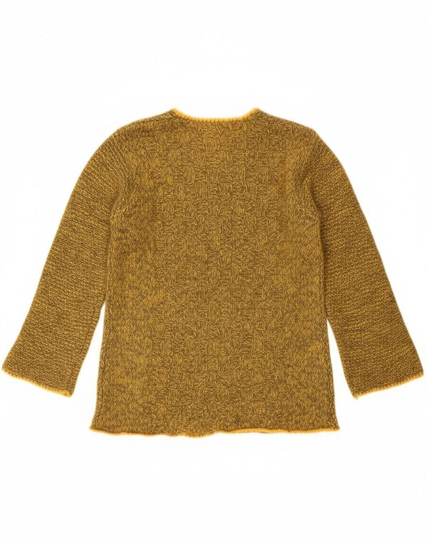 Maglione maglione vintage da donna con scollo a barca UK 10 piccolo giallo chiazzato