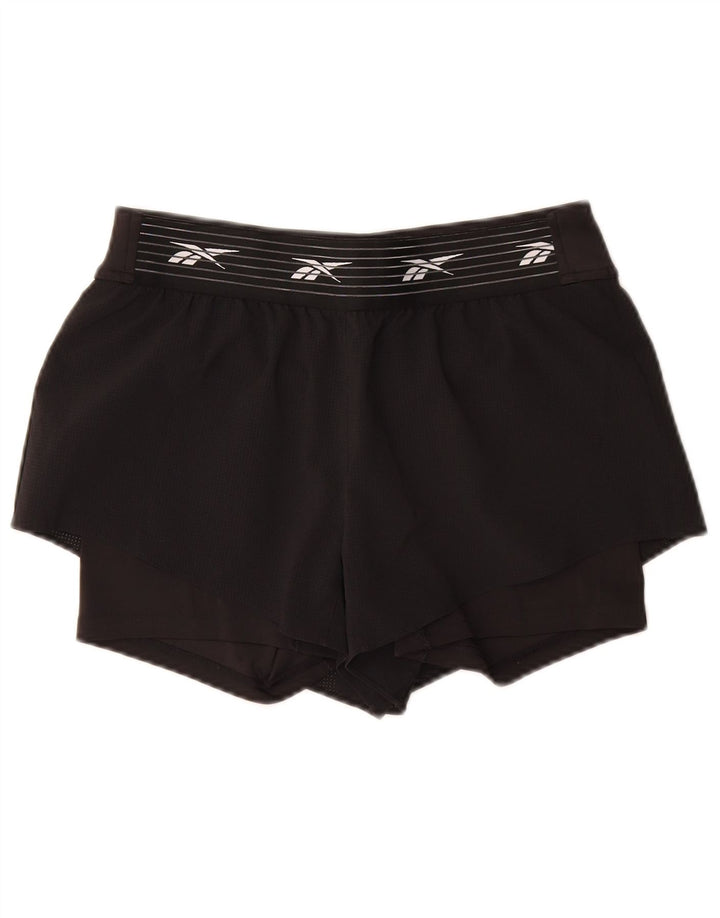 Pantaloncini sportivi Reebok da donna con grafica UK 12/14 Medium Nero Poliestere