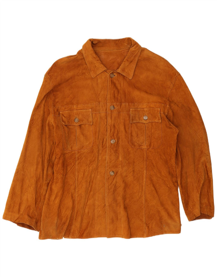 Giacca Pelle Moda Uomo in Pelle Scamosciata IT 56 3XL Pelle Marrone