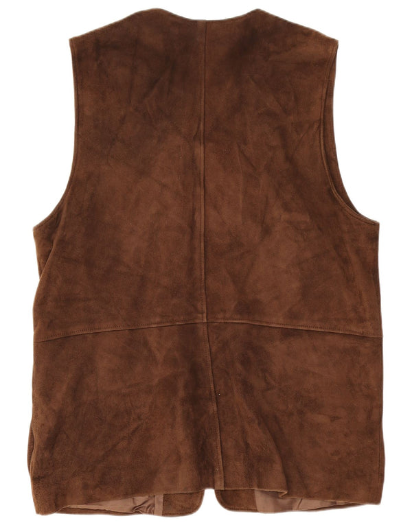 Gilet vintage da uomo in pelle scamosciata IT 42 XL in pelle marrone