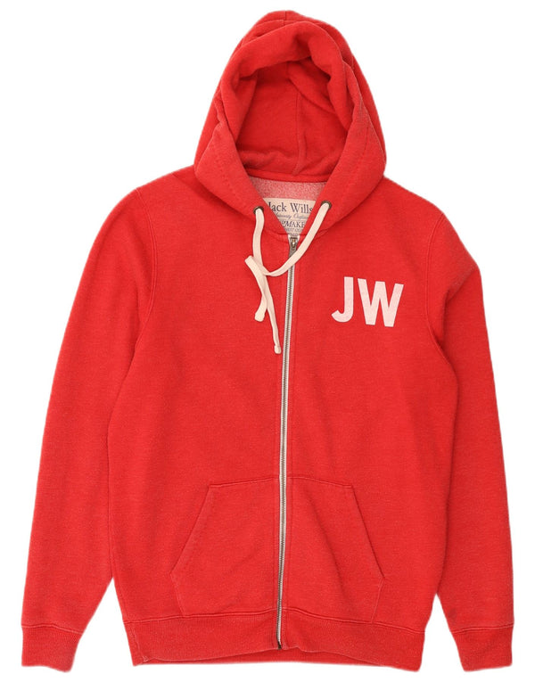Maglione con cappuccio con zip grafica da uomo Jack Wills piccolo in cotone rosso