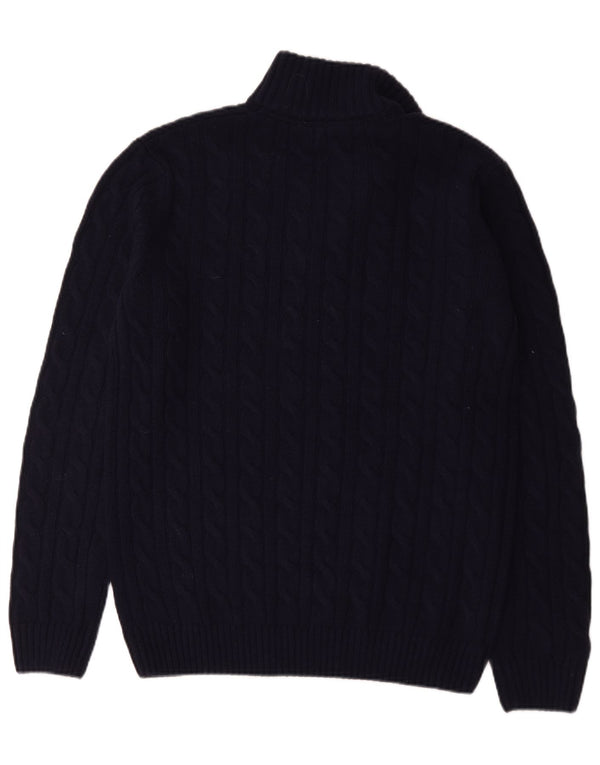 Boden Maglione da uomo con zip e collo in lana blu navy media