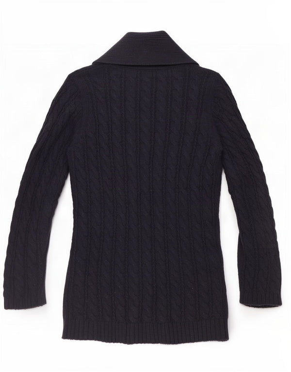 Maglione cardigan da donna Zara UK 14 cotone blu navy medio