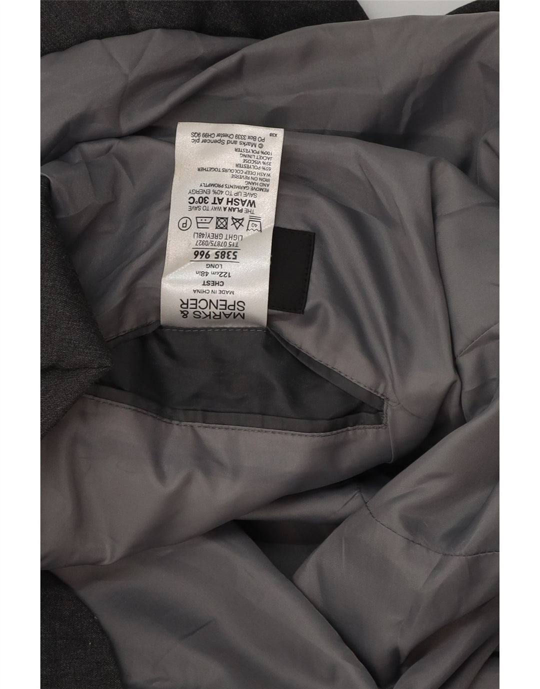 MARKS & SPENCER Mens 2 Button Blazer Jacket UK 42 XL Grey Polyester