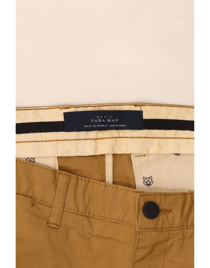 Pantaloni chino dritti da uomo ZARA EU 44 Large W34 L32 Beige