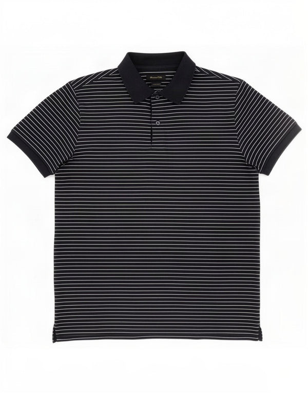 Polo da uomo vestibilità regolare Massimo Dutti, cotone a righe grandi blu navy