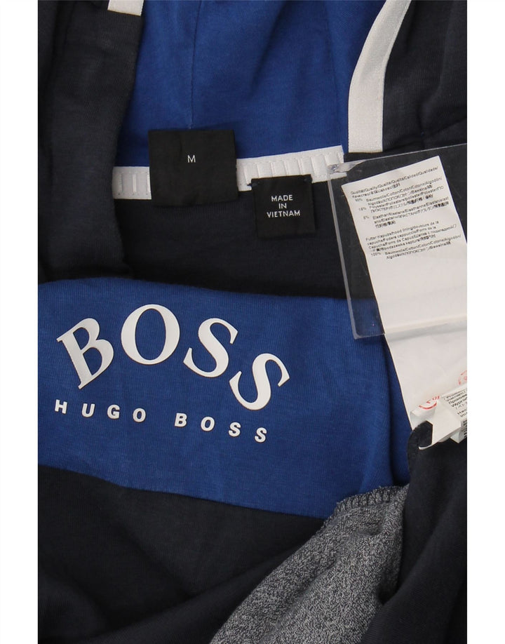 Felpa con cappuccio grafica da uomo Hugo Boss, cotone color block medio blu navy