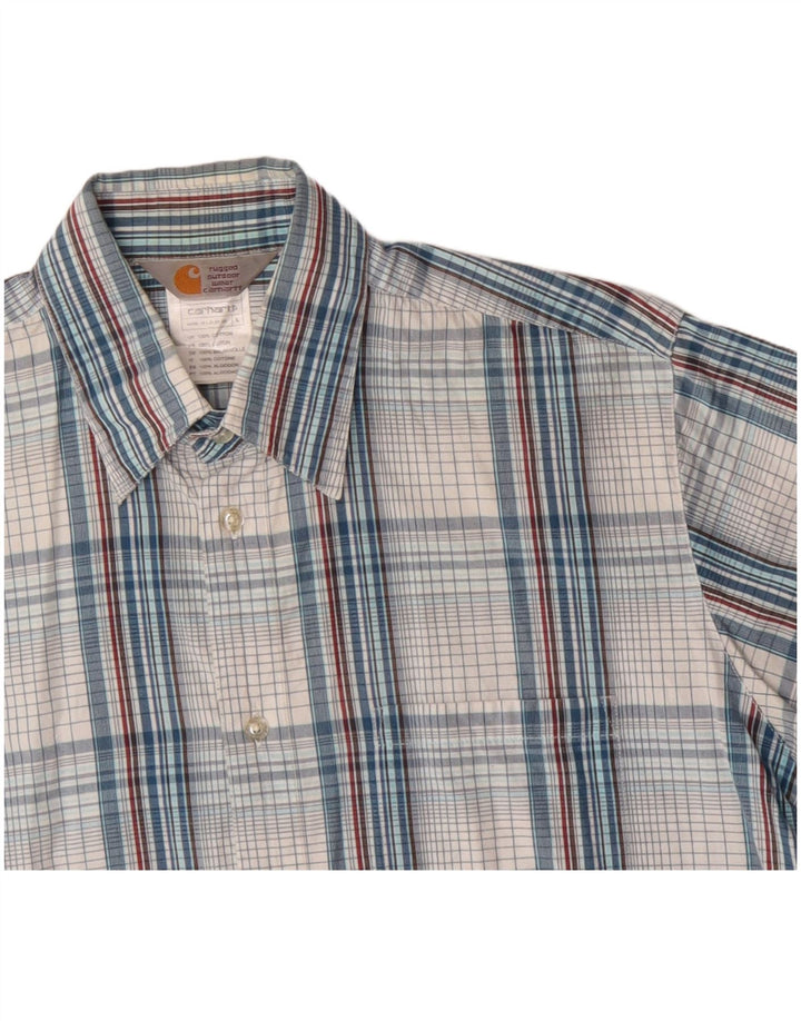 CARHARTT Camicia a maniche corte da uomo in cotone a quadri blu grandi