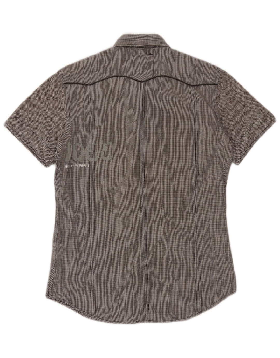Camicia militare a maniche corte da uomo G-Star in cotone a quadretti grigio medio
