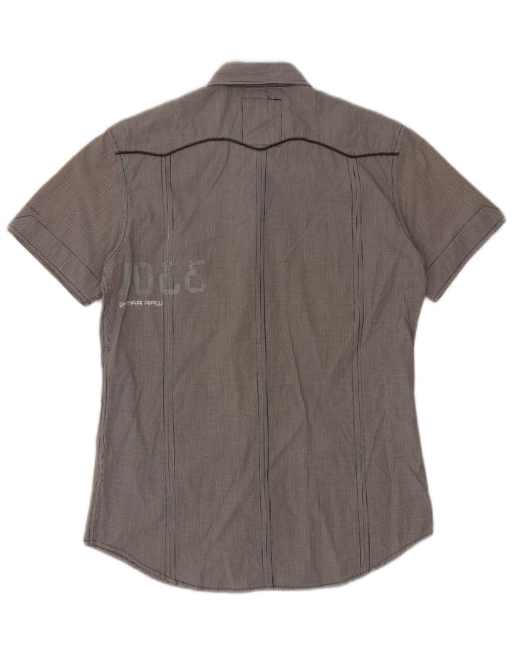 Camicia militare a maniche corte da uomo G-Star in cotone a quadretti grigio medio
