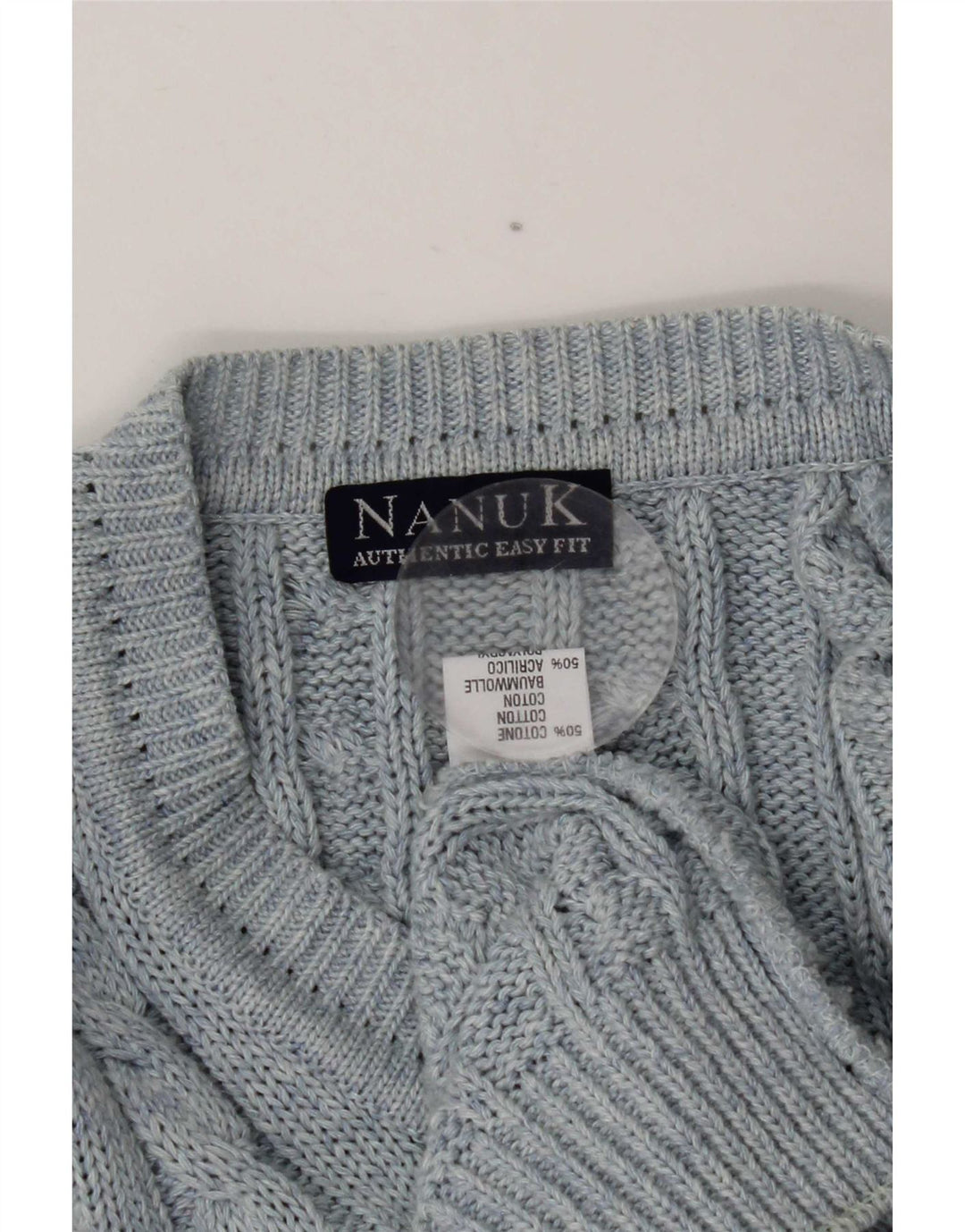 Maglione da uomo con scollo a V Nanuk in cotone blu medio