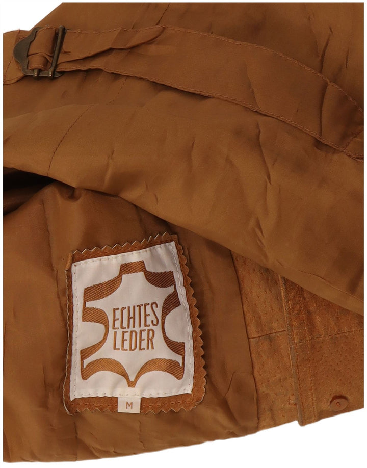 Gilet vintage da uomo in pelle scamosciata in pelle beige medio