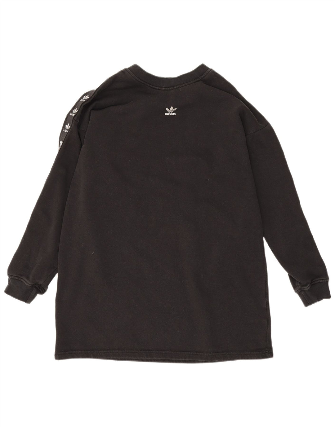 Felpa grafica Adidas da donna con linea lunga, maglione UK 12, cotone nero medio