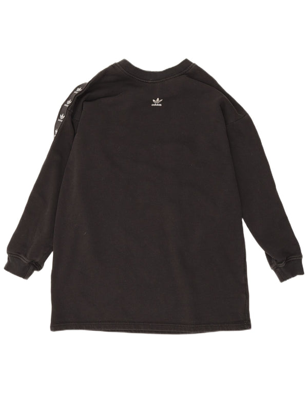 Felpa grafica Adidas da donna con linea lunga, maglione UK 12, cotone nero medio