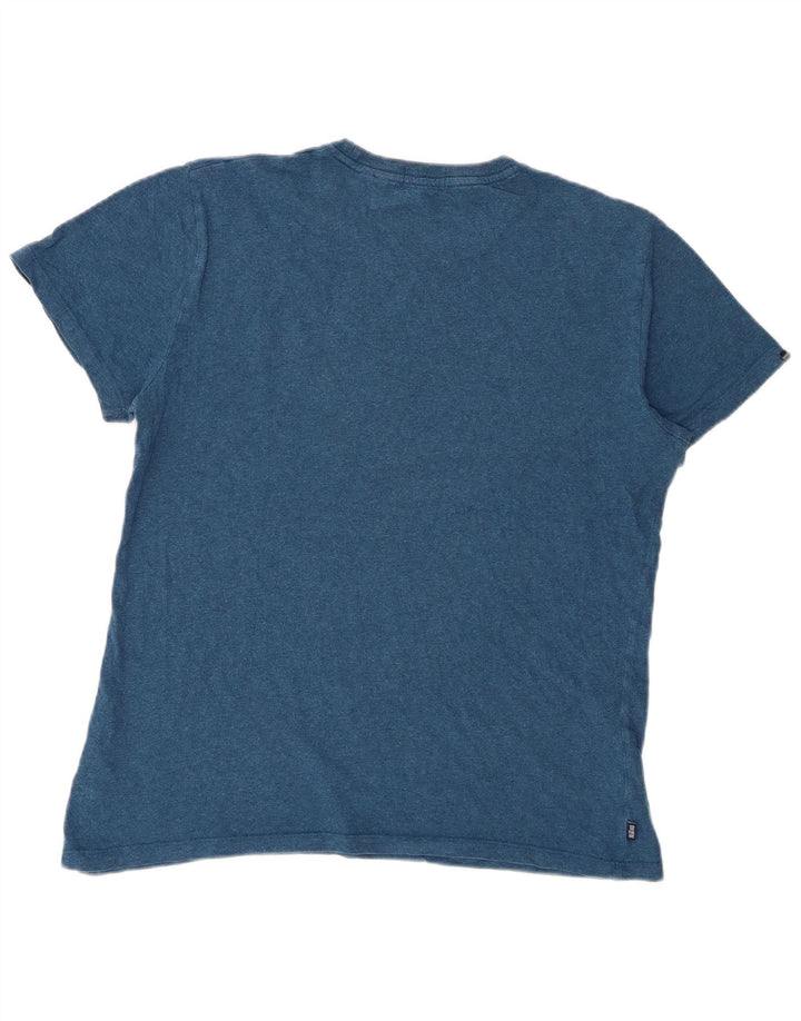 T-shirt da uomo Superdry Top grande in cotone chiazzato blu