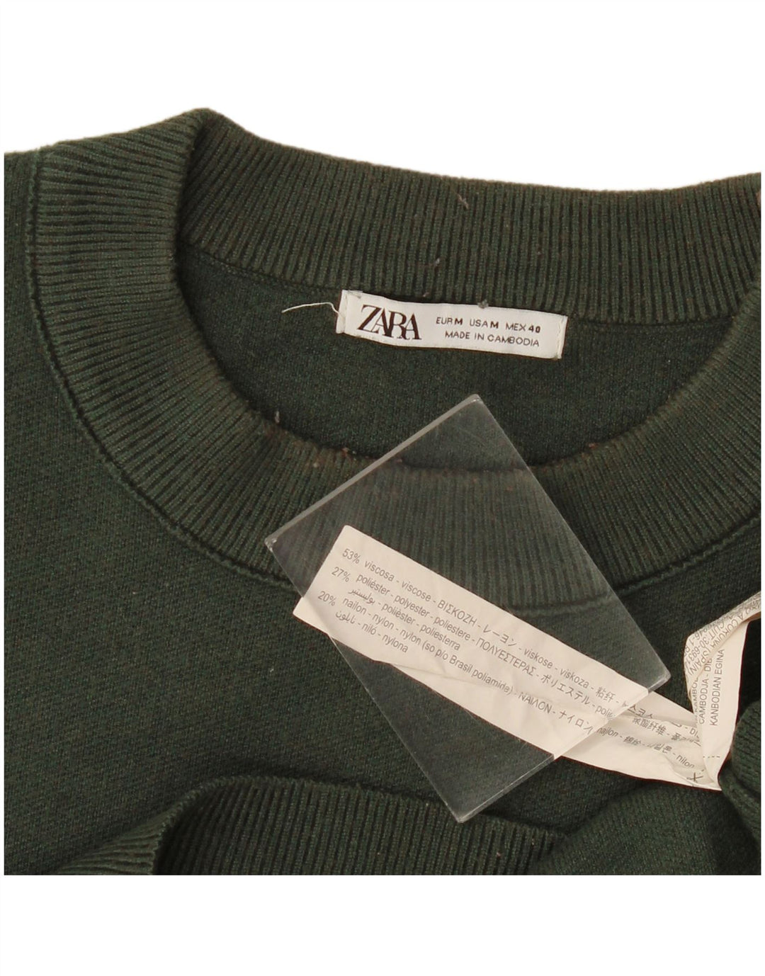 Maglione Zara da uomo girocollo in viscosa verde medio