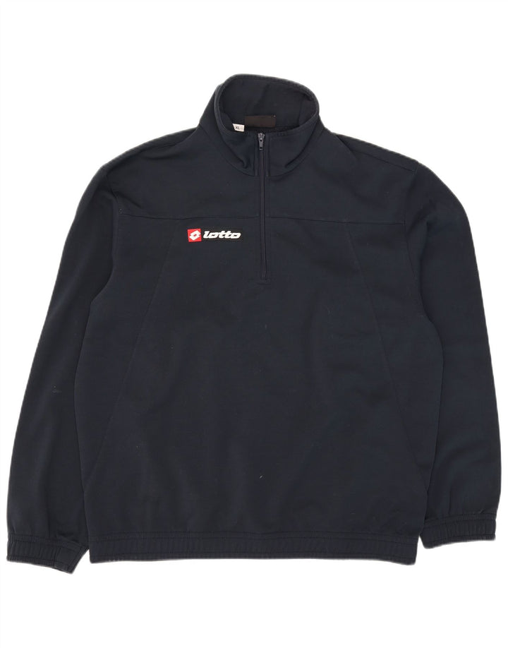 Felpa da uomo con collo con zip Lotto Maglione XL Blu navy in poliestere