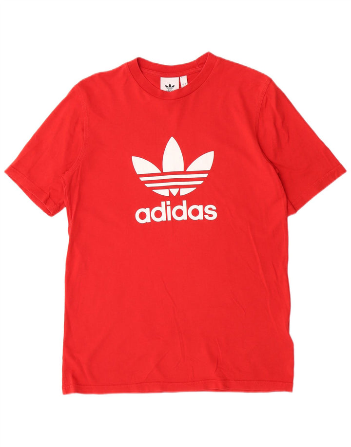 T-shirt grafica da uomo Adidas Top piccola in cotone rosso