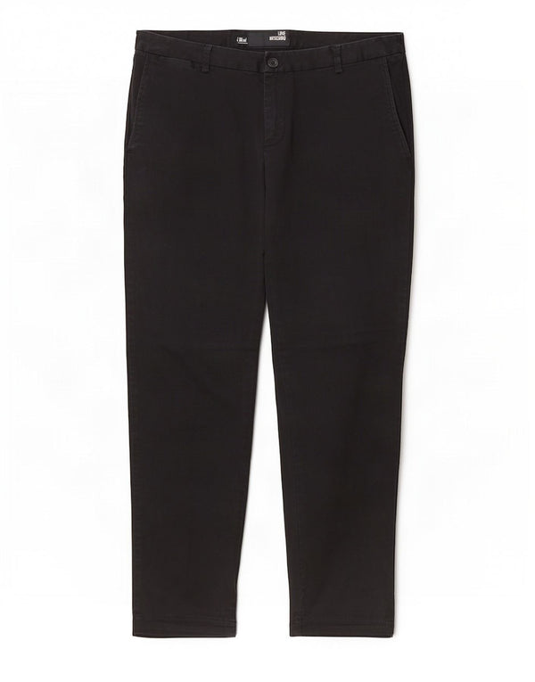 Pantaloni chino slim da uomo Moschino EU 52 XL W36 L30 cotone nero