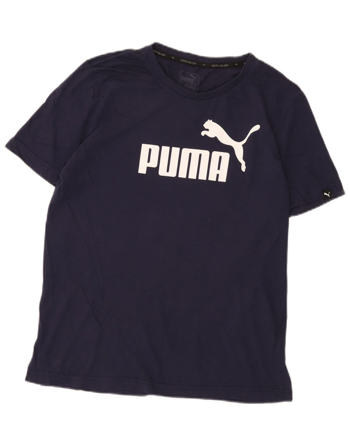 T-shirt grafica da uomo PUMA Top Small in cotone blu navy