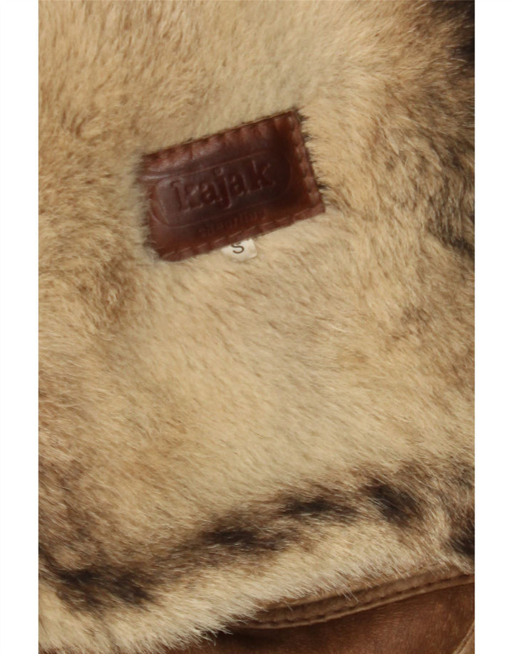 Giacca in shearling da uomo VINTAGE UK 36 Piccolo shearling marrone
