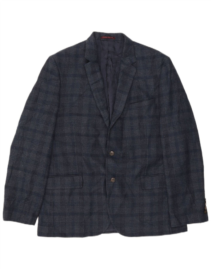 Giacca blazer a 2 bottoni Marks & Spencer da uomo UK 44 2XL lana a quadri blu
