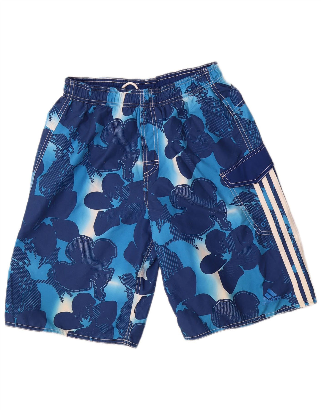 Pantaloncini da bagno da uomo Adidas piccoli in poliestere floreale blu