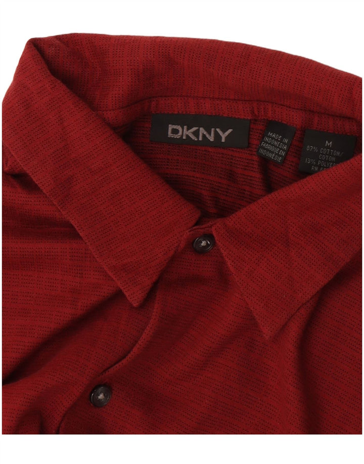 Camicia da uomo a maniche corte Dkny in cotone geometrico rosso medio