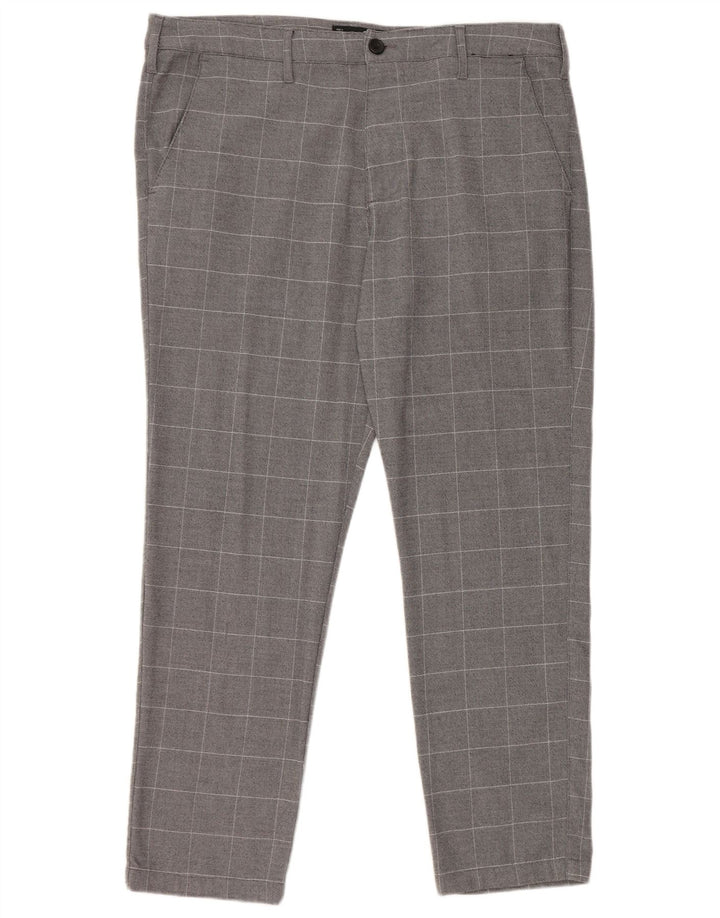 Pantaloni chino slim da uomo Hollister W36 L28 poliestere a quadri grigi
