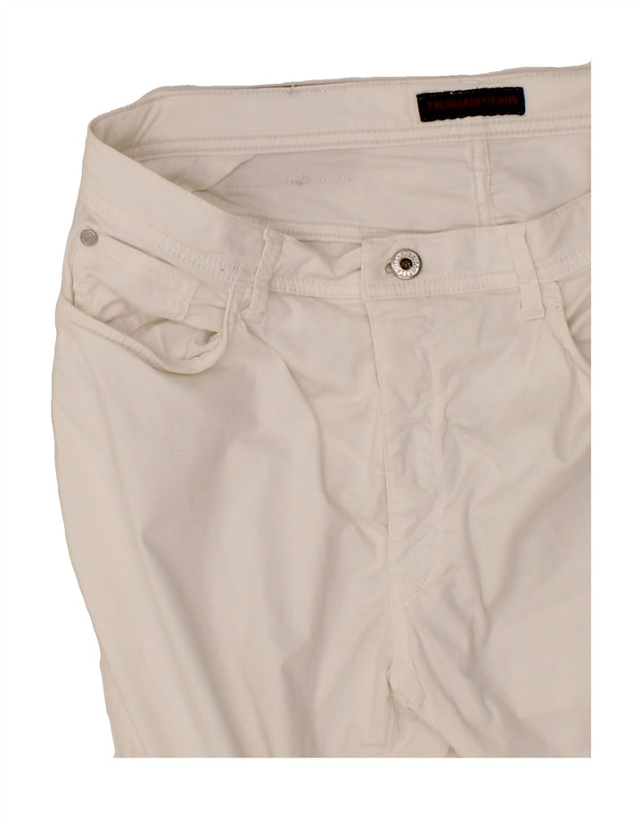 TRUSSARDI Womens Regular Fit Trousers W34 L30 White Cotton Vintage Trussardi and Second-Hand Trussardi from Messina Hembry 