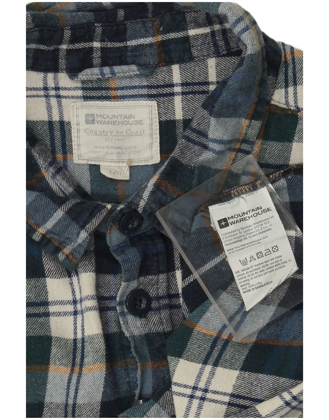 MOUNTAIN WAREHOUSE Camicia da uomo in flanella di cotone a quadri blu grandi