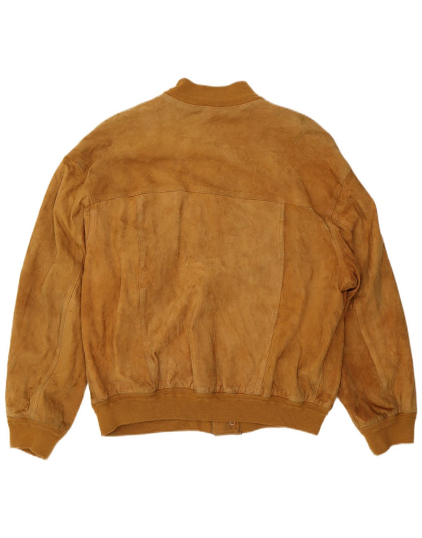 Giubbotto bomber vintage in pelle scamosciata da uomo IT 54 2XL in pelle marrone