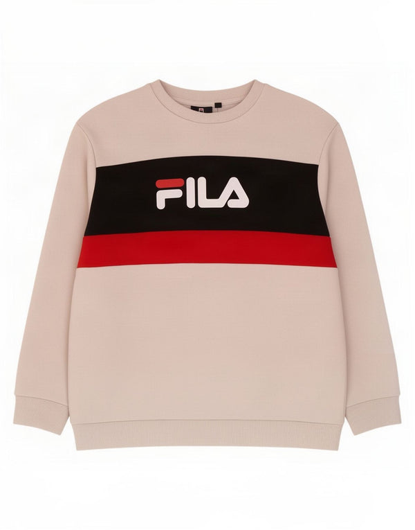 Felpa grafica da uomo Fila Maglione color block bianco medio