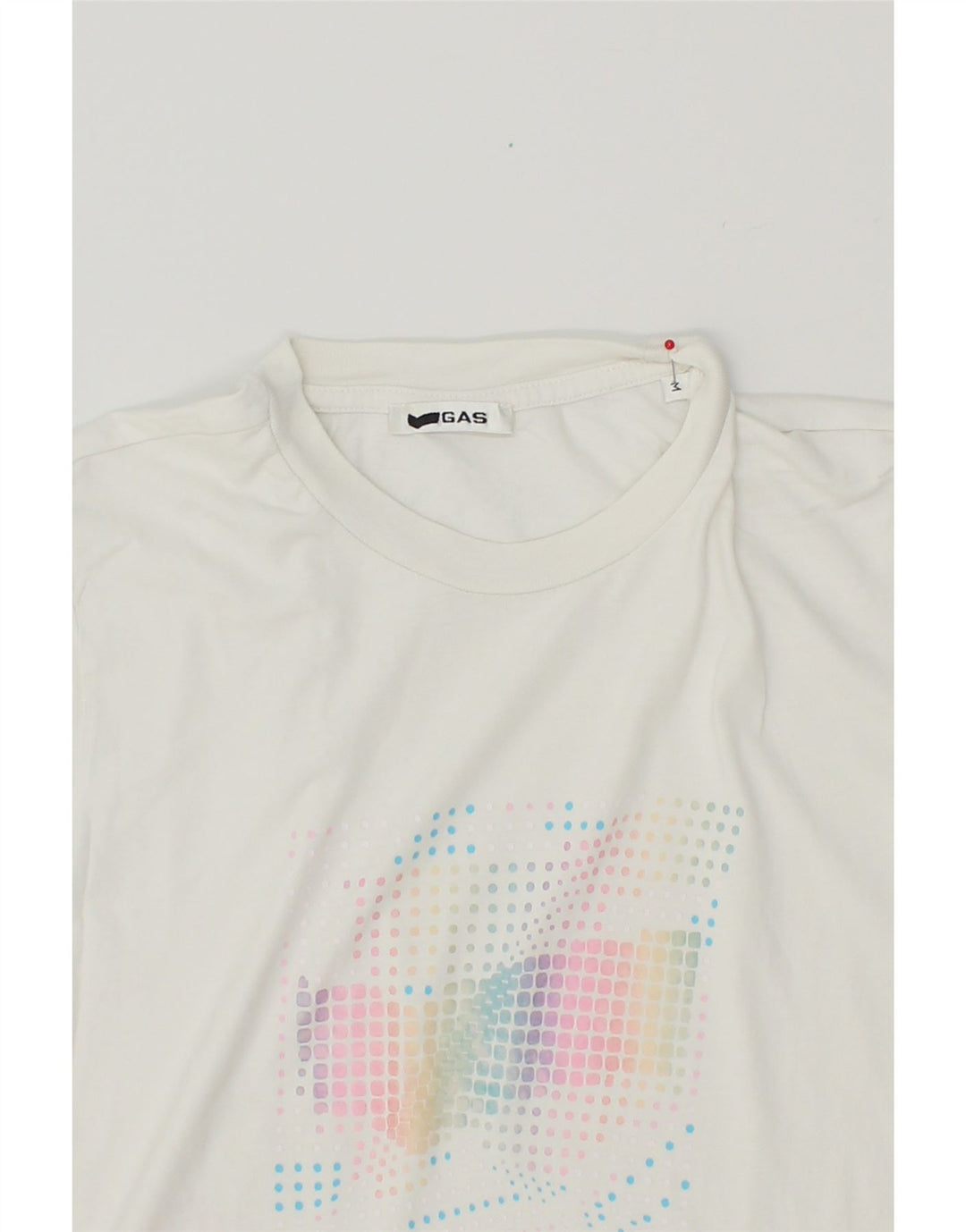 GAS Womens Graphic T-Shirt Top UK 12 Medium White Cotton Vintage Gas and Second-Hand Gas from Messina Hembry 