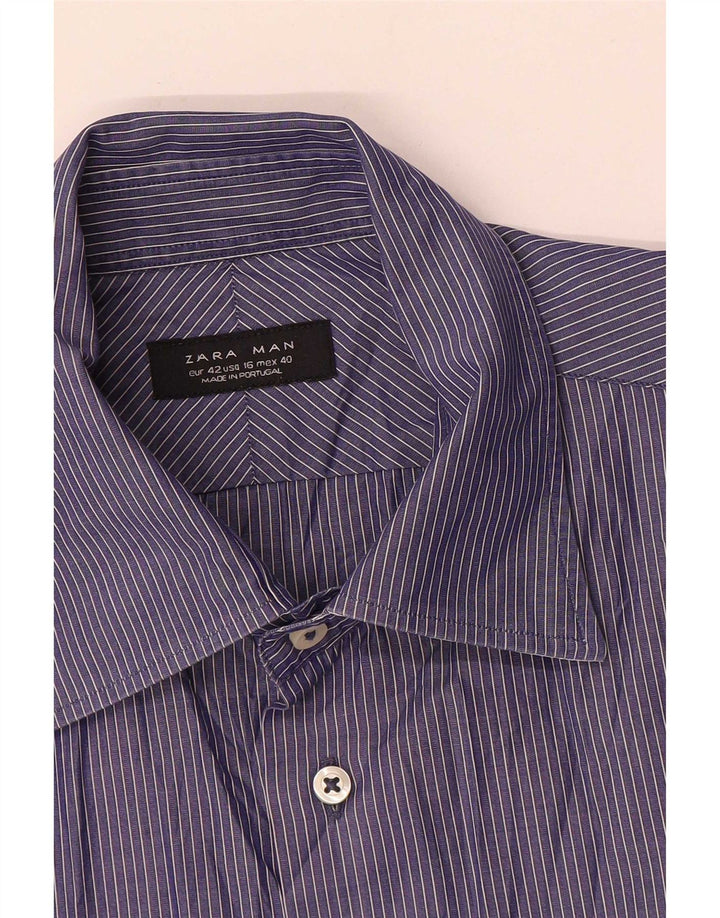 Camicia Zara da uomo EU 42 grande gessato blu navy