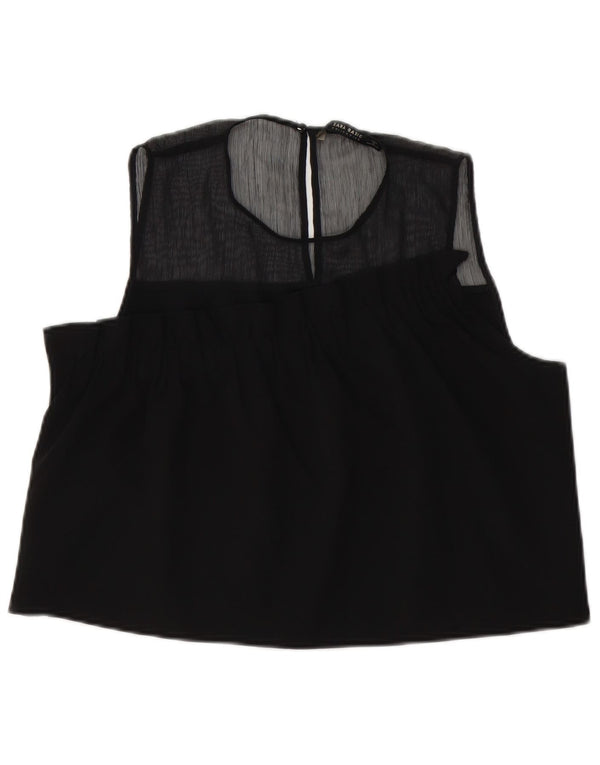 Top corto senza maniche da donna Zara, taglia UK 14, grande, nero