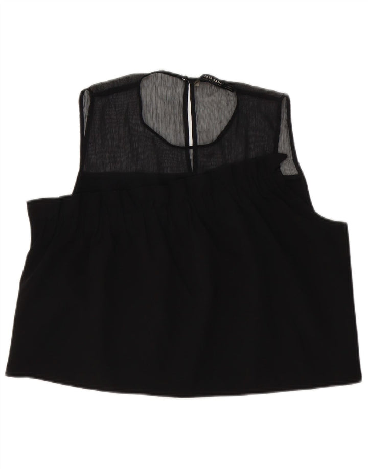 Top corto senza maniche da donna Zara, taglia UK 14, grande, nero